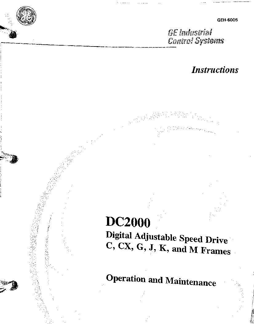 First Page Image of DS200SHVIG1BBB GEH-6005 DC2000 Adjustable Speed Drive Instruction Manual.pdf